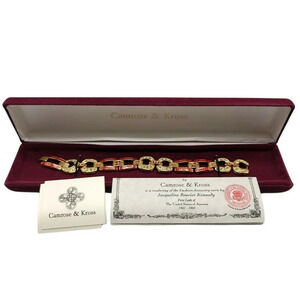 Camrose Kross Jacqueline Kennedy JBK Red Enamel Clear Rhinestone Bracelet COA